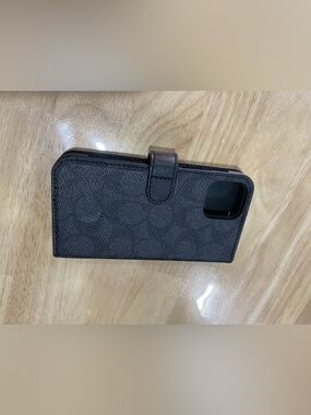 Coach Black Signature Folio Phone Case
